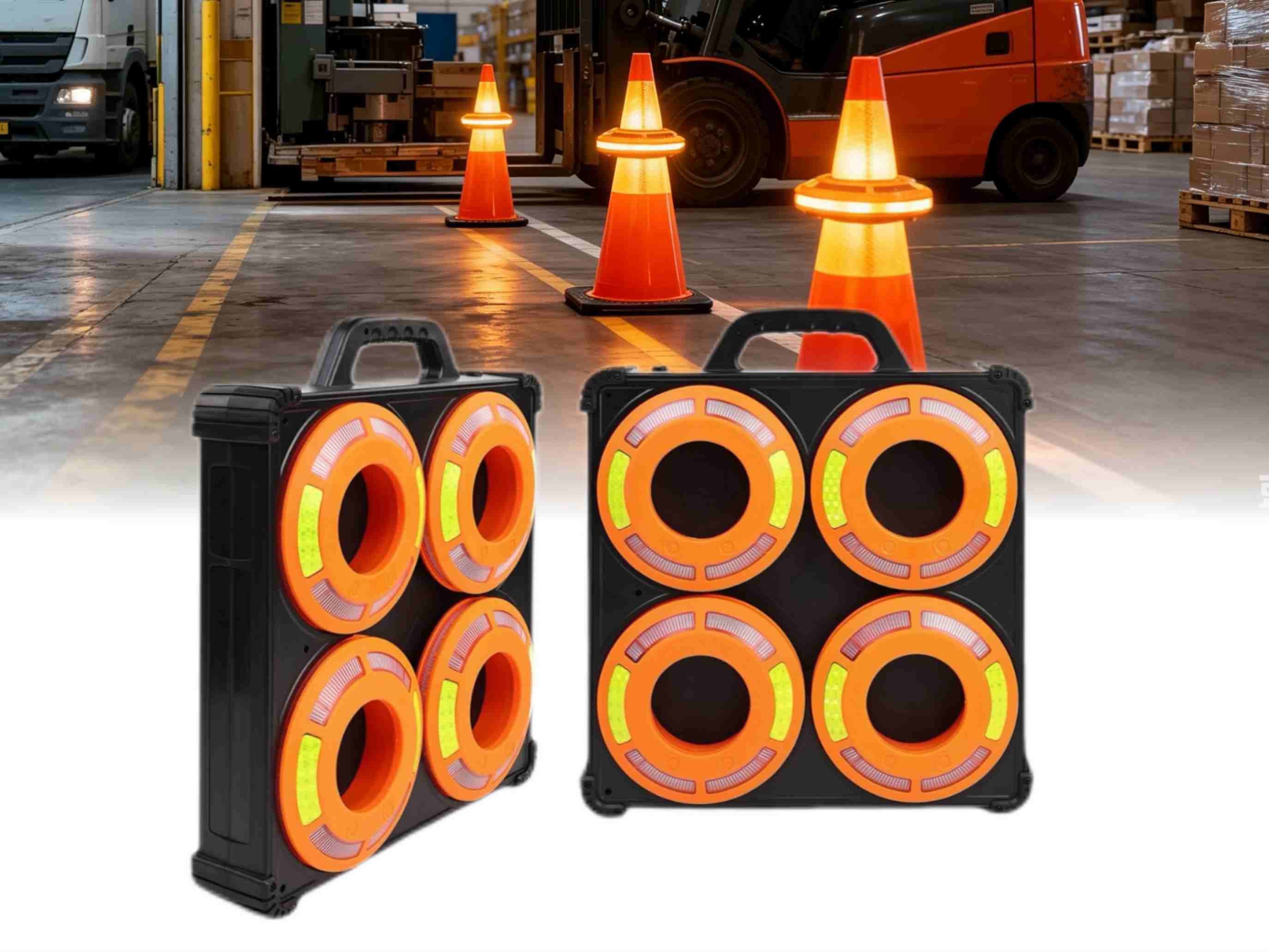 LED Traffic Cone Lights 8-Pack Auto-Sync Warning Light System