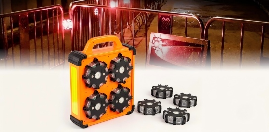 LED Road Flares 8-Pack Amber Auto-Sync Warning Light