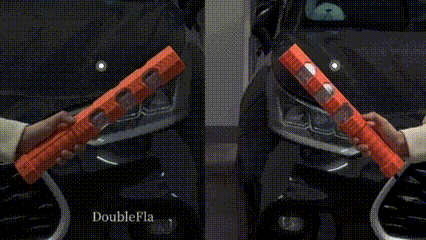 LED traffic baton in steady mode versus flash mode comparison