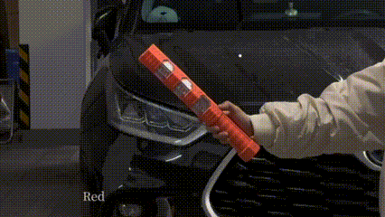 LED traffic baton in steady mode versus flash mode comparison