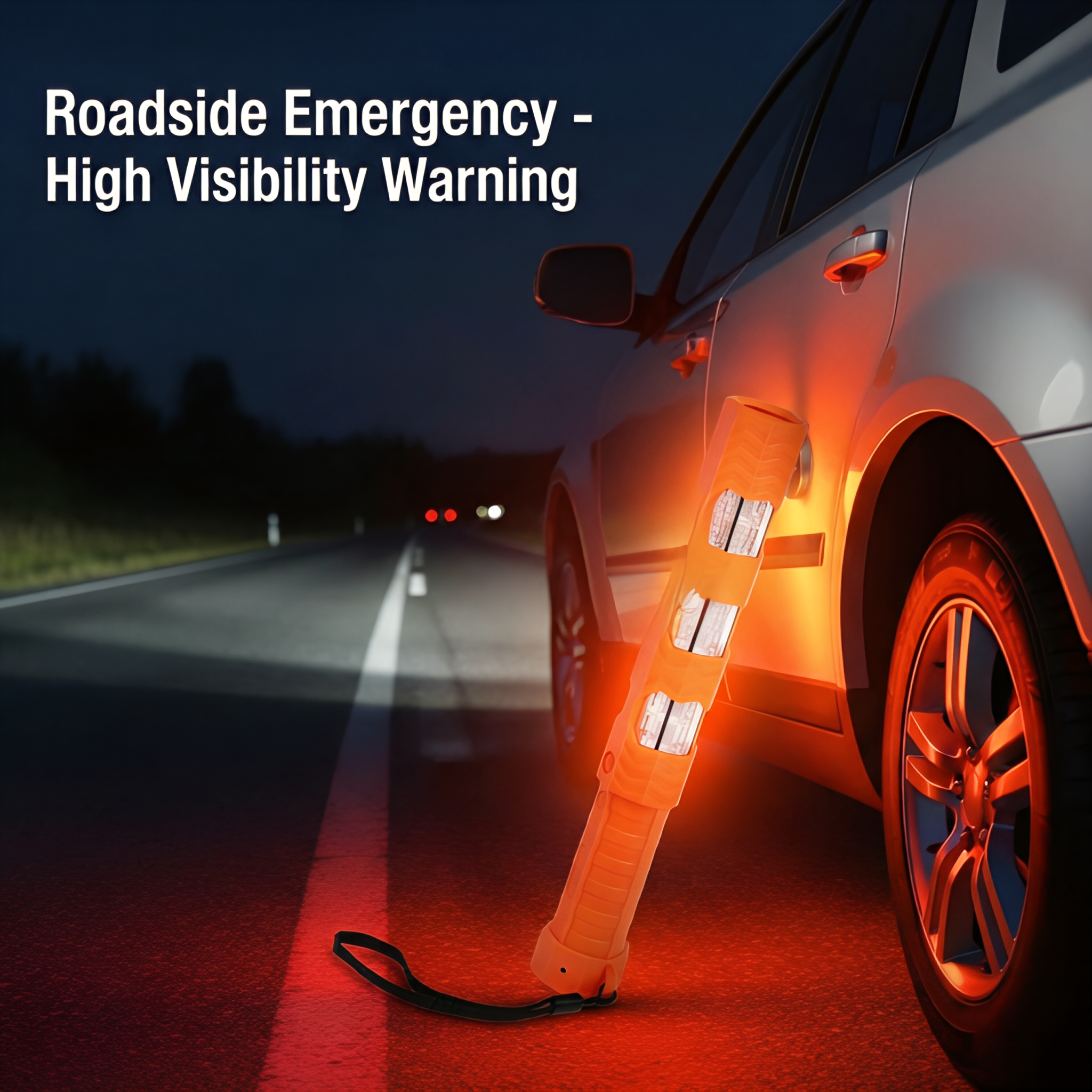 Rechargeable LED traffic wand charging in work truck at construction site