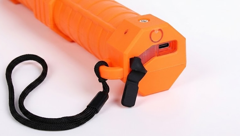 Fleet of LED traffic wands charging via Type-C USB cables