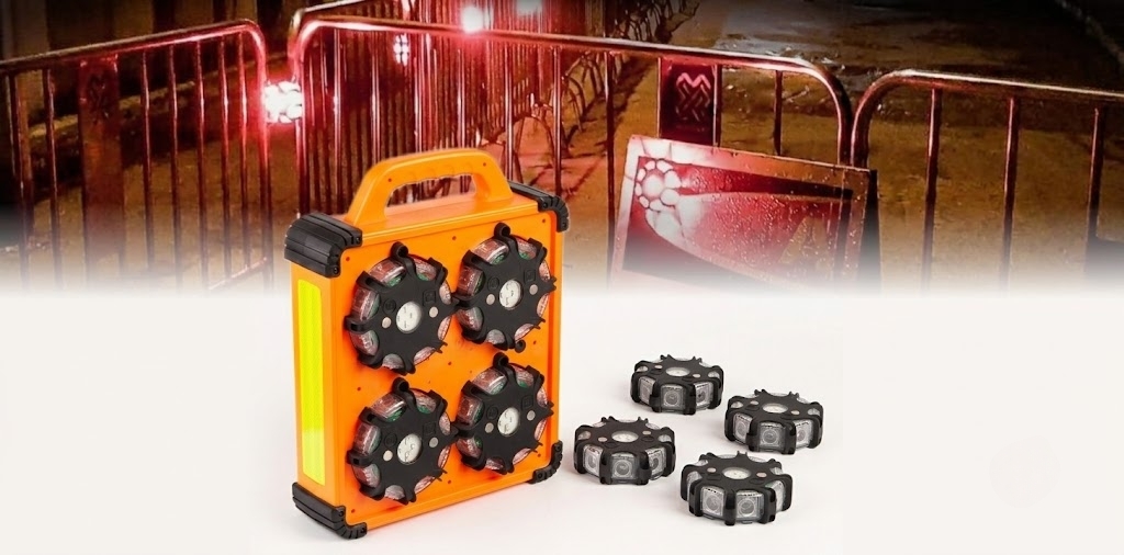 OEM LED road flare 8-pack kit with rugged orange carry case for wholesale safety orders