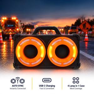 4-Pack Rechargeable LED Traffic Cone Lights with Auto-Sync & Magnetic Base 4-Pack Rechargeable LED Traffic Cone Lights with Auto-Sync & Magnetic Base