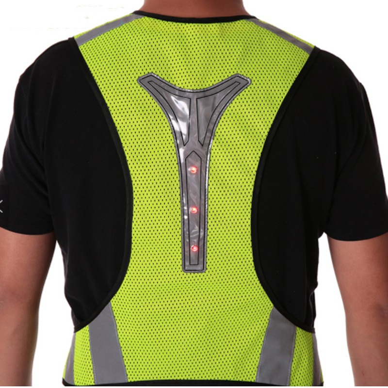 Led safety vest with reflective strap