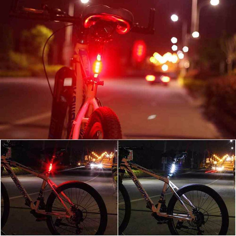 Rechargeable bicycle rear light with red and white LED in one 