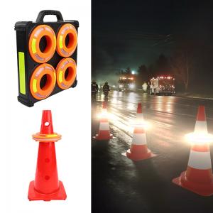8 Pack Rechargeable LED Traffic Cone Lights - Sequential Flashing Road Safety Warning Beacons